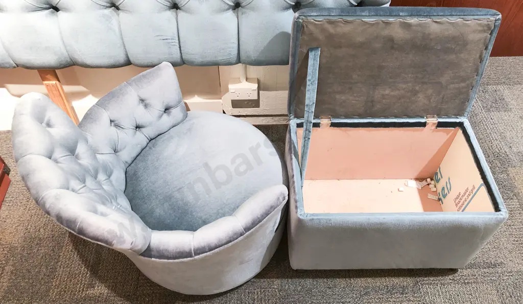Button Back Tub Chair with Matching Ottoman Image 1++