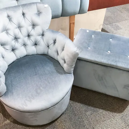 Button Back Tub Chair with Matching Ottoman