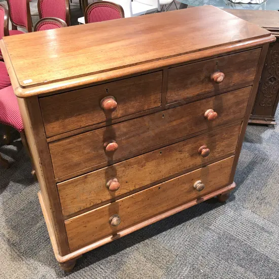 Late C19th NZ Colonial Five Drawer Flat Front Chest
