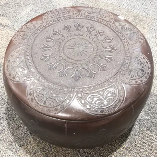 Circular Leather Ottoman