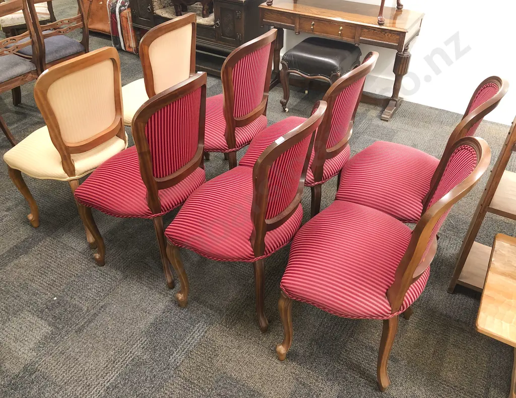 Set of Eight French Mahogany Balloon Back Dining Chairs Image 1++