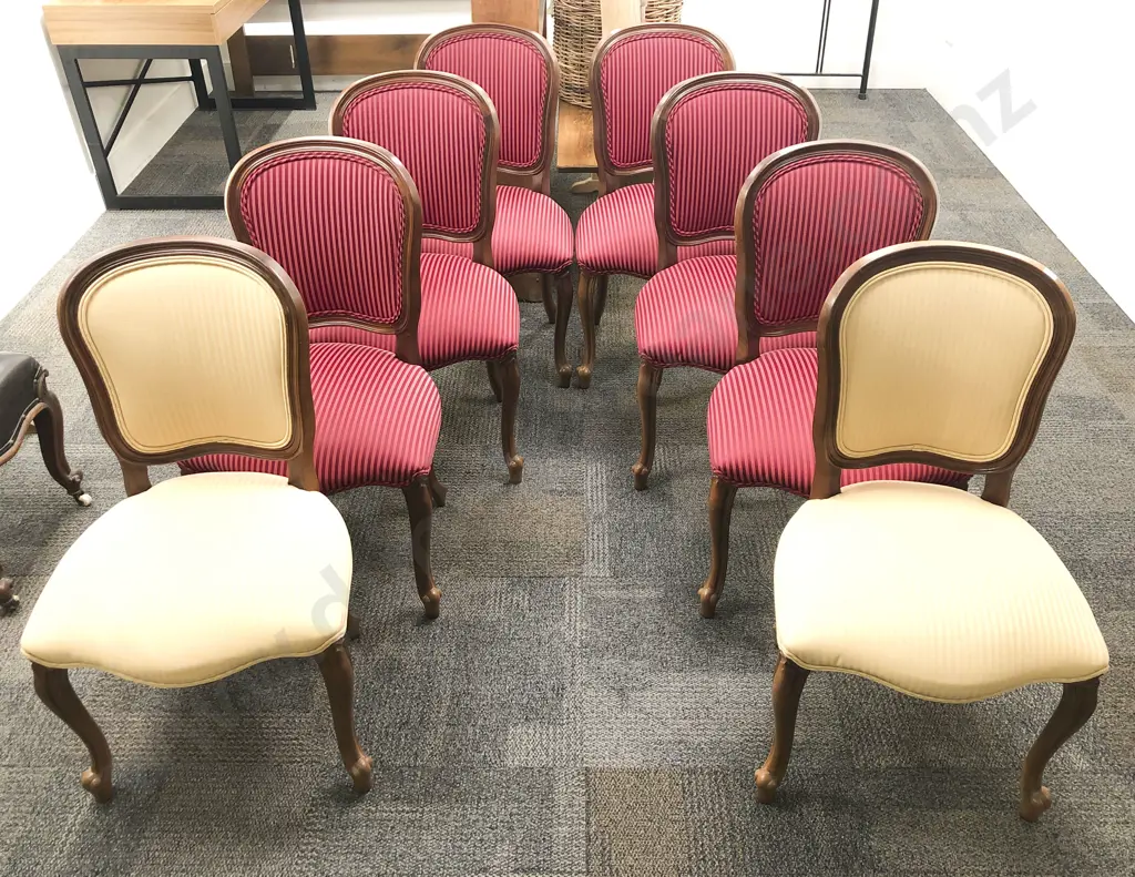 Set of Eight French Mahogany Balloon Back Dining Chairs Image 1++