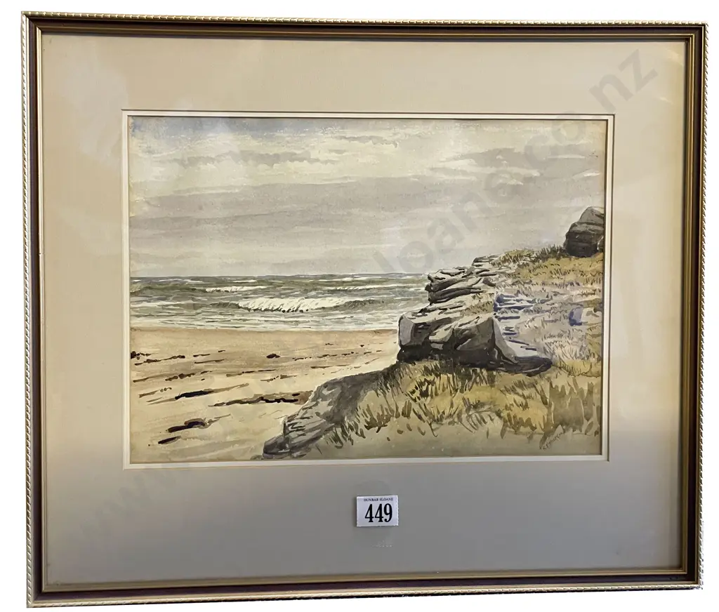 R P MacGoun - Coastal Study with Rocky Outcrop Image 1++