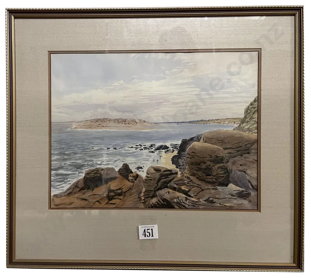 R P MacGoun - Coastal Study with Rocky Outcrop Image 1++