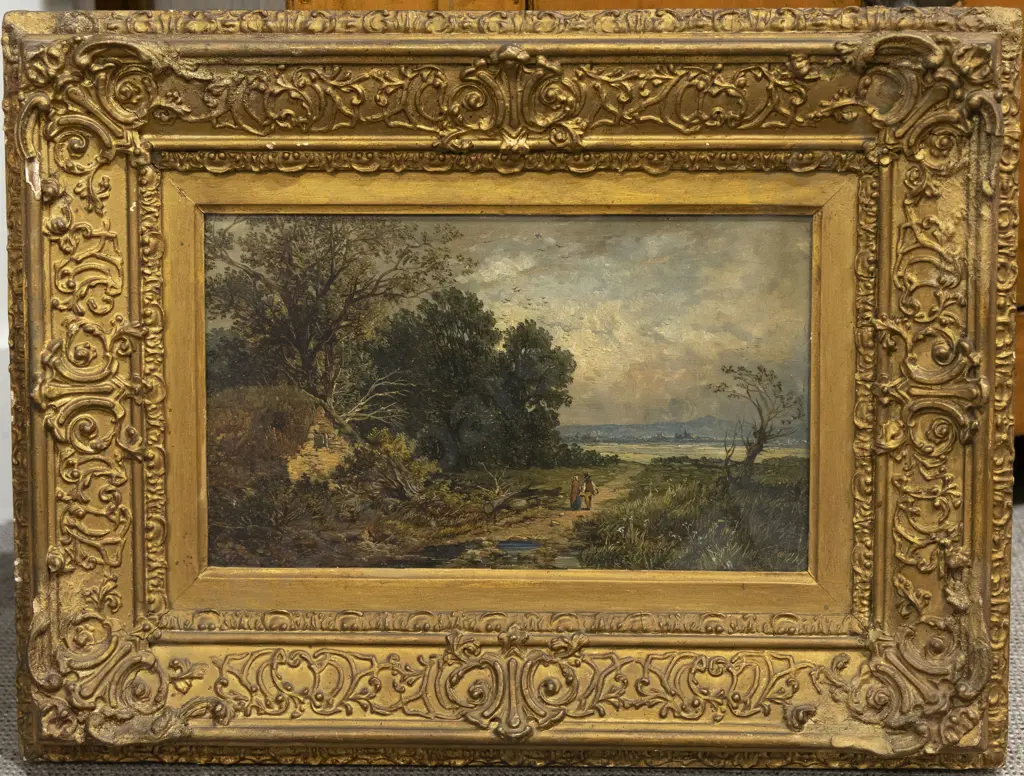 C19th School - English landscapes with Two Figures on a Path Image 1++