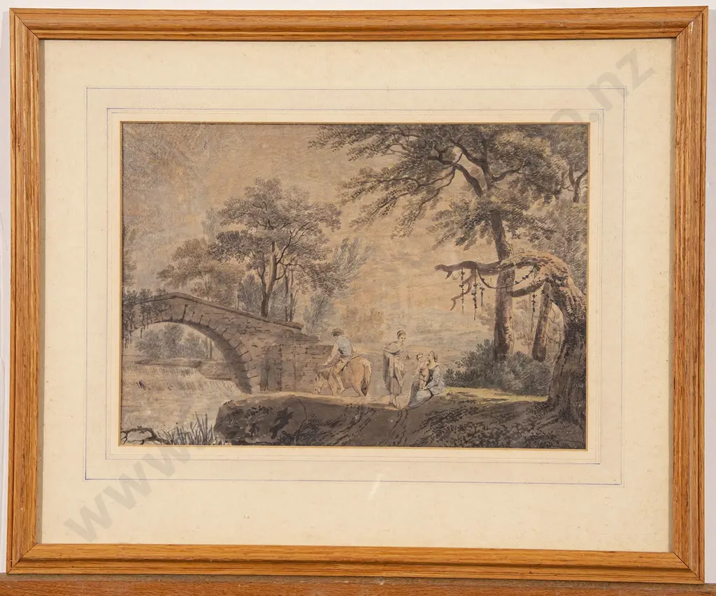 Watercolour River Scene with Figures Image 1++
