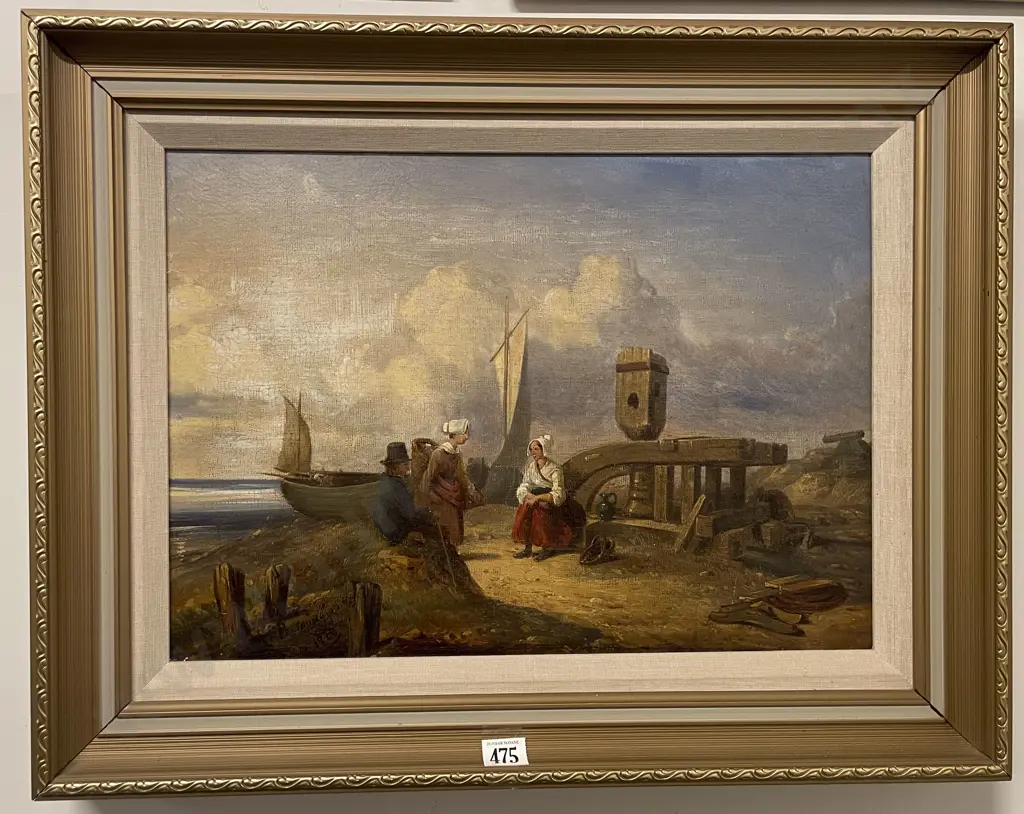 R P Bonnington - European Coastal Scene with Figures Image 1++