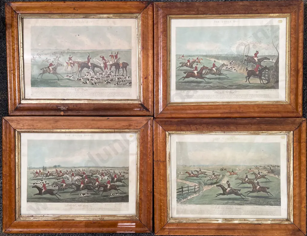 Set of Eight C19th Handcoloured Hunting Etchings Image 1++