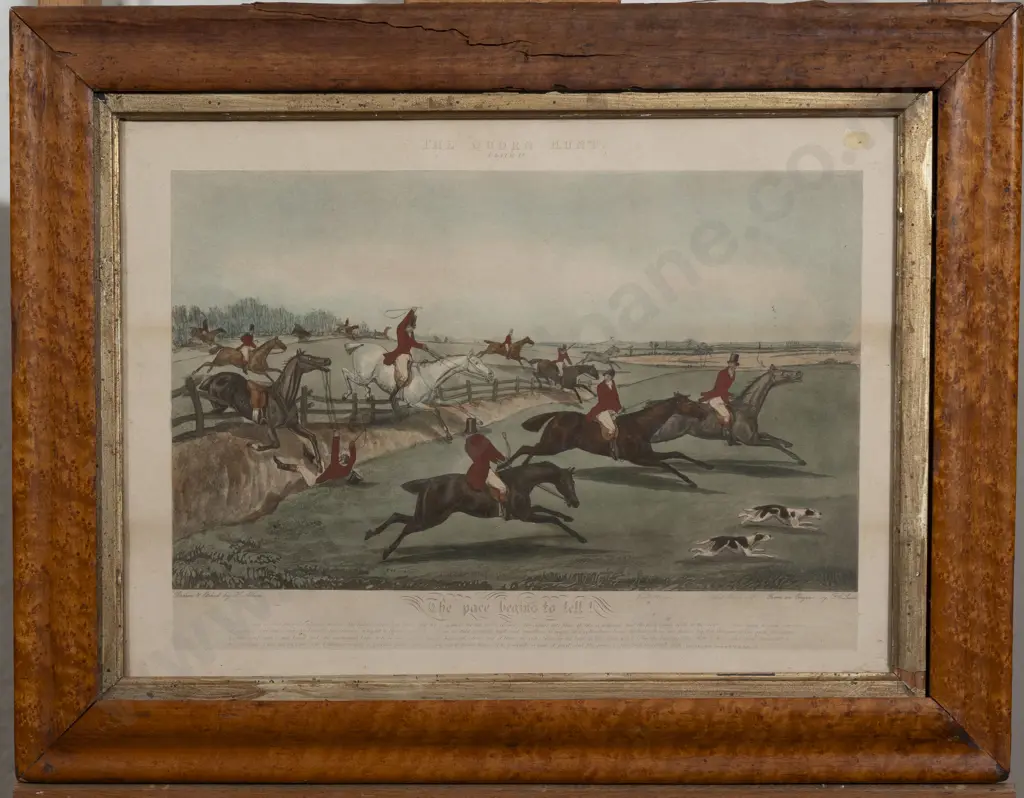 Set of Eight C19th Handcoloured Hunting Etchings Image 1++