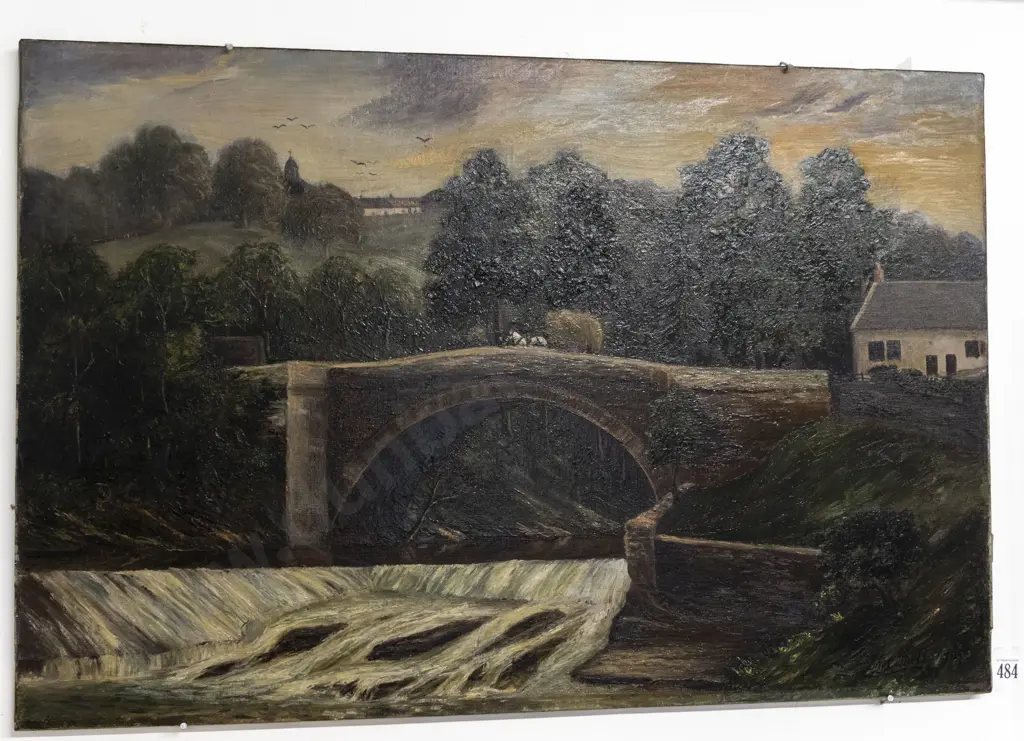 Unknown Artist - English Stone Bridge with Horse & Cart Image 1++