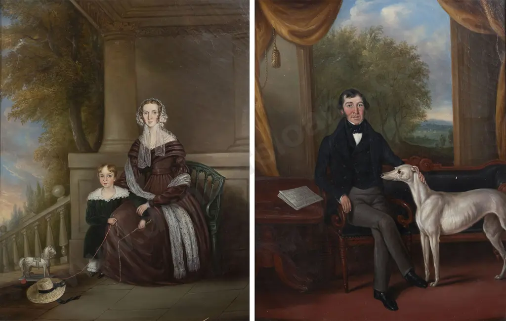 Pair Early C19th Portraits - John Dodd & Mary Leigh Image 1++