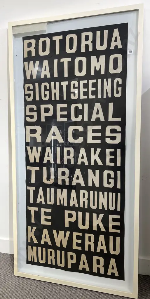 Framed Vintage NZ Destination Bus Blind (a/f) Image 1++
