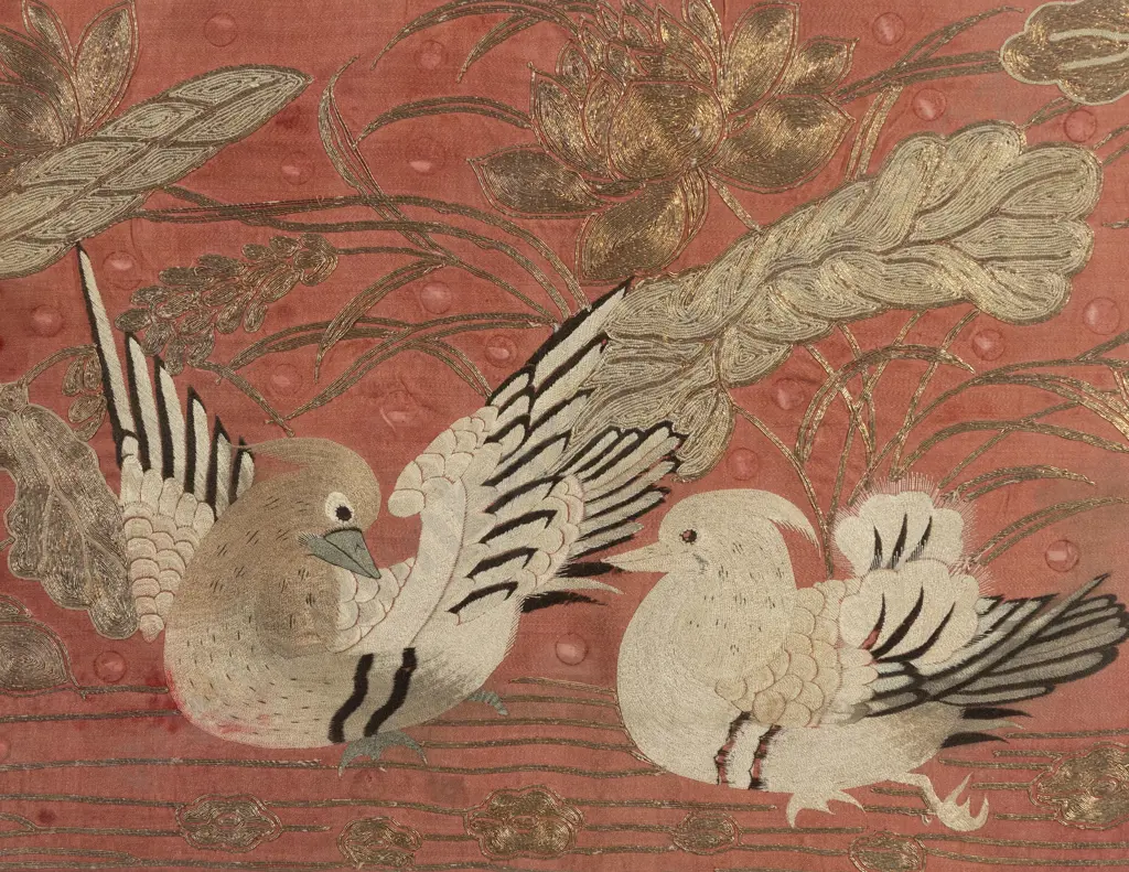 Framed Chinese Metal & Silk Embroidery Panel Image 1++