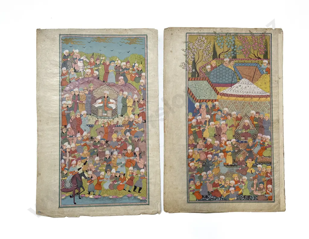 Two Moghul School Illustrated Manuscript Pages (unframed) Image 1++