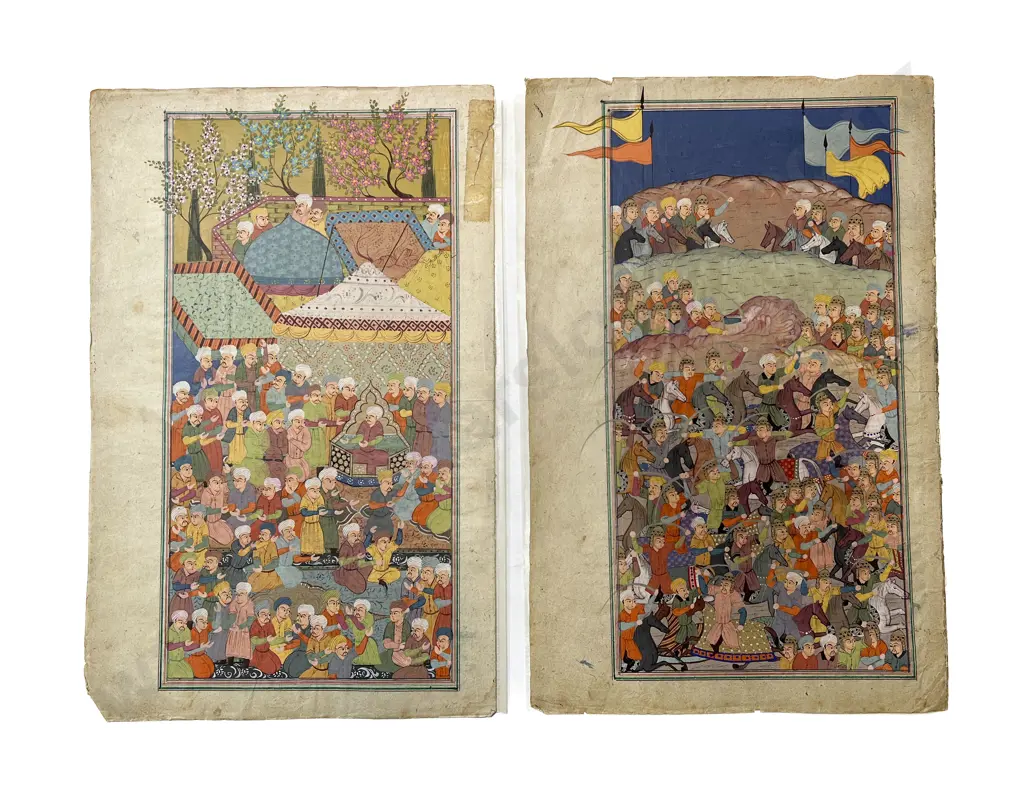 Two Moghul School Illustrated Manuscript Pages (unframed) Image 1++