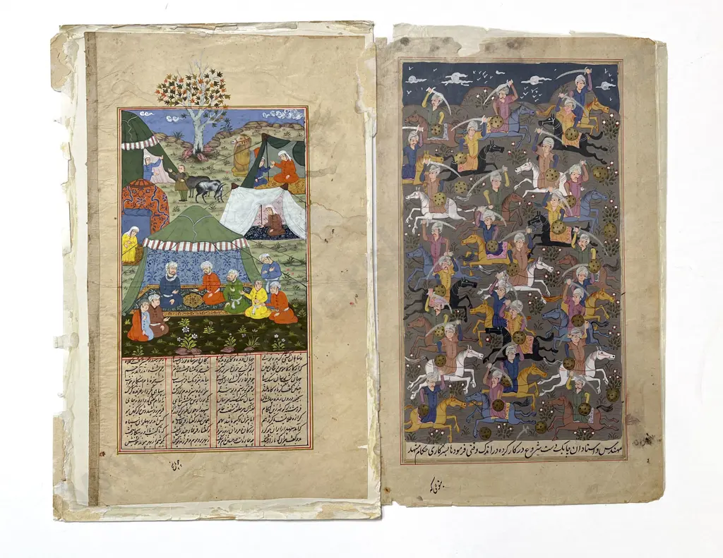 Two Moghul School Illustrated Manuscript Pages (unframed) Image 1++