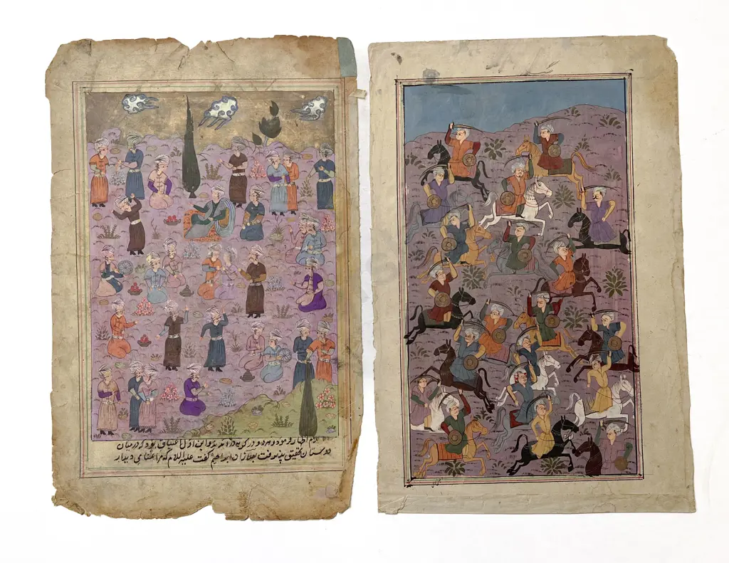 Two Moghul School Illustrated Manuscript Pages (unframed) Image 1++