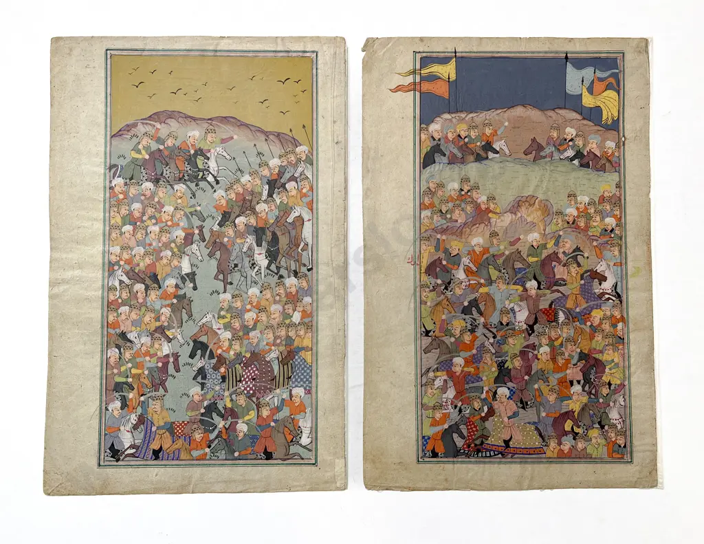 Two Moghul School Illustrated Manuscript Pages (unframed) Image 1++