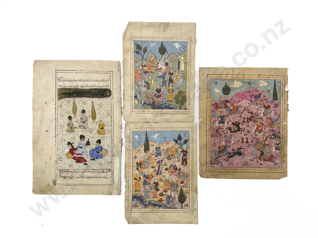Four Moghul School Manuscript Illustrations (unframed) Image 1++