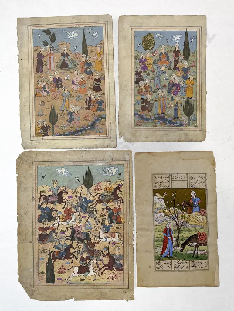 Four Moghul School Manuscript Illustrations (unframed) Image 1++