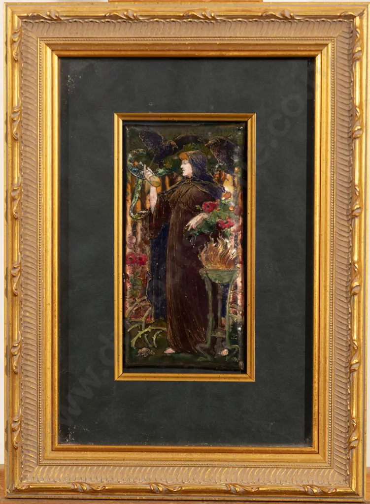 Rare Arts & Crafts Pre Raphaelite Enamel On Copper Panel Image 1++