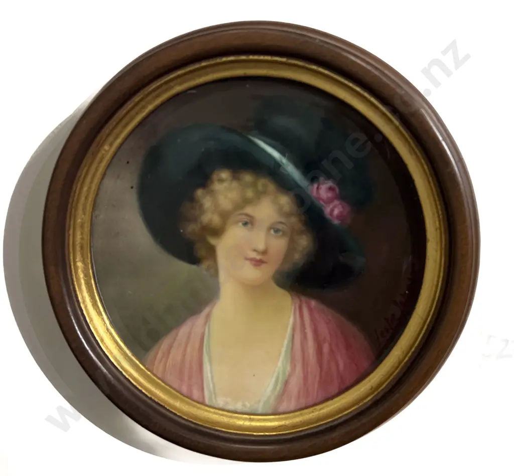 Small Porcelain Plaque by Leslie Johnson Artist for Royal Doulton - Portrait of A Lady Image 1++