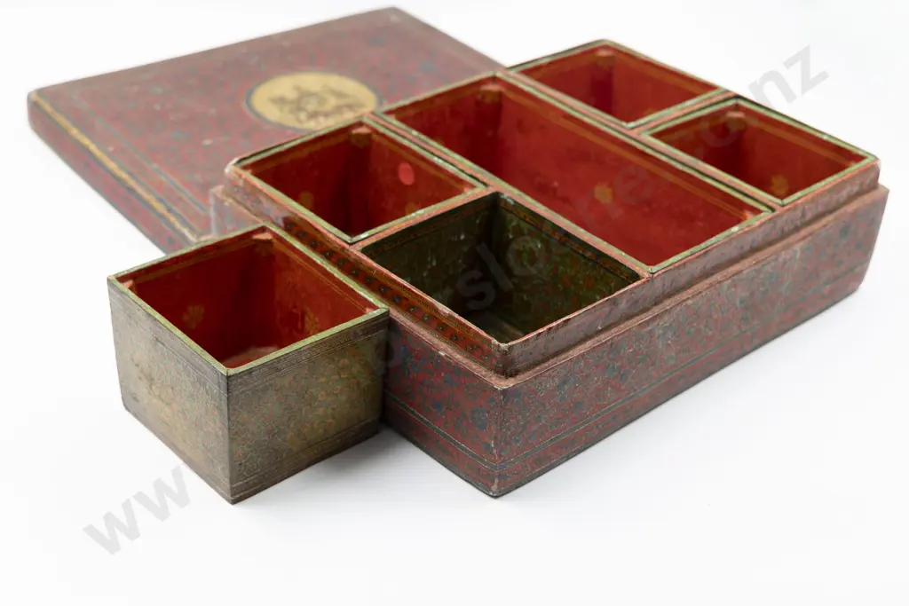 Attractive Late C19th Indo-Persian Papier Mache Spice Box Image 1++