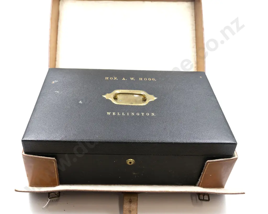 A Fine Late C19th Morocco Leather Travelling Writing Box Of The Hon A W Hogg Wellington Image 1++