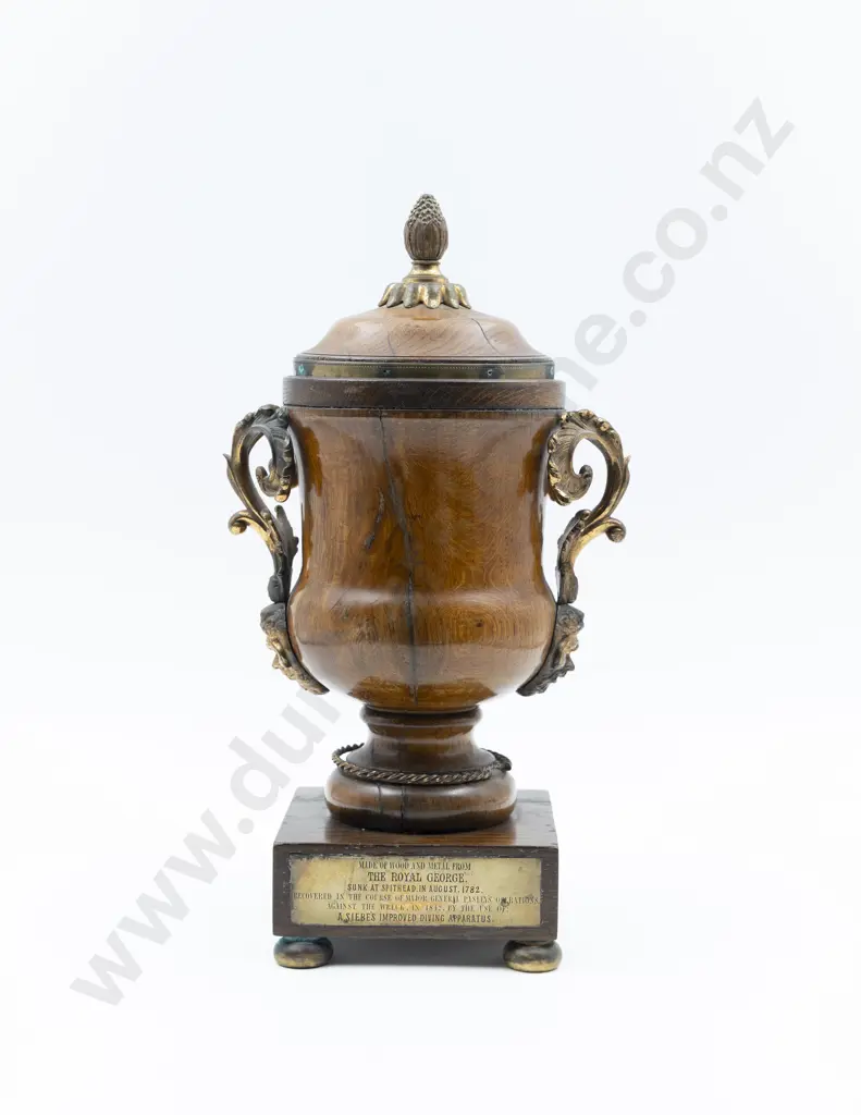 A Fine Quality C19th Oak & Gilt Metal Mounted Two Handled Urn Image 1++