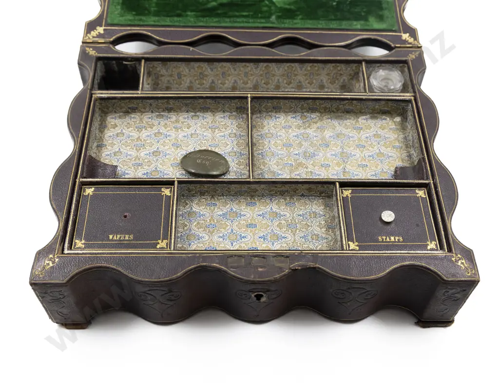 Vict Tooled Morocco Leather Writing Box Image 1++