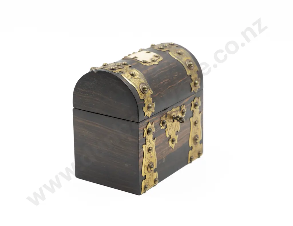 An Attractive Vict Coromandel & Brass Dome Top Scent Box Image 1++