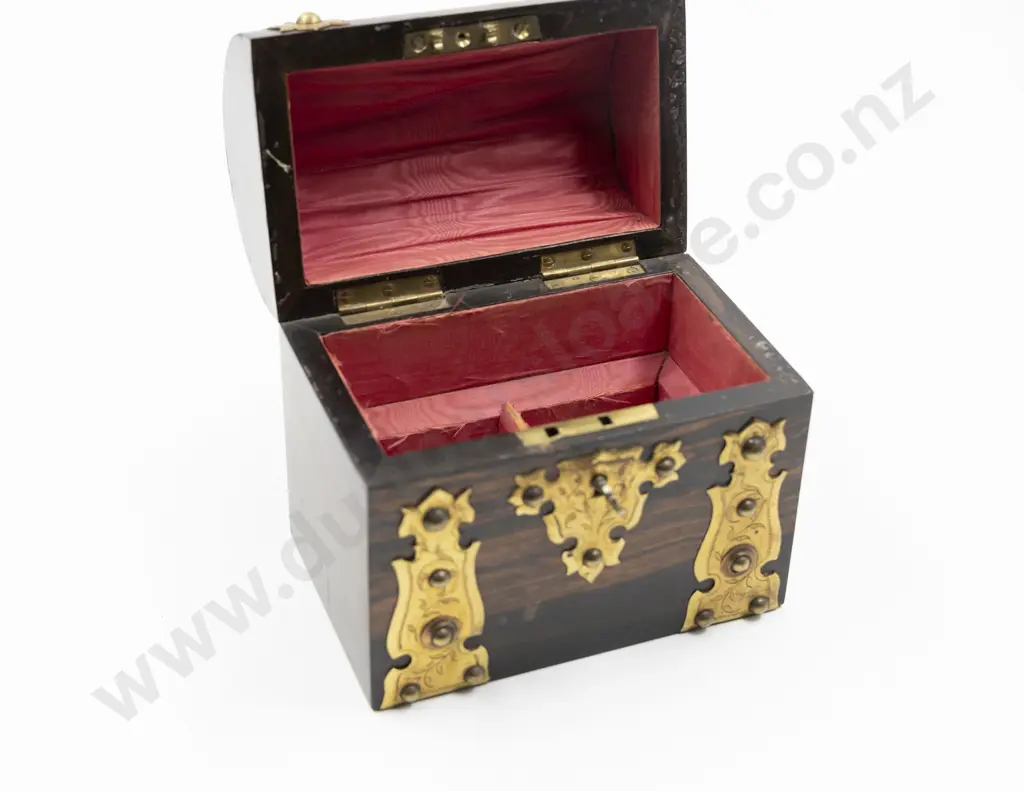 An Attractive Vict Coromandel & Brass Dome Top Scent Box Image 1++