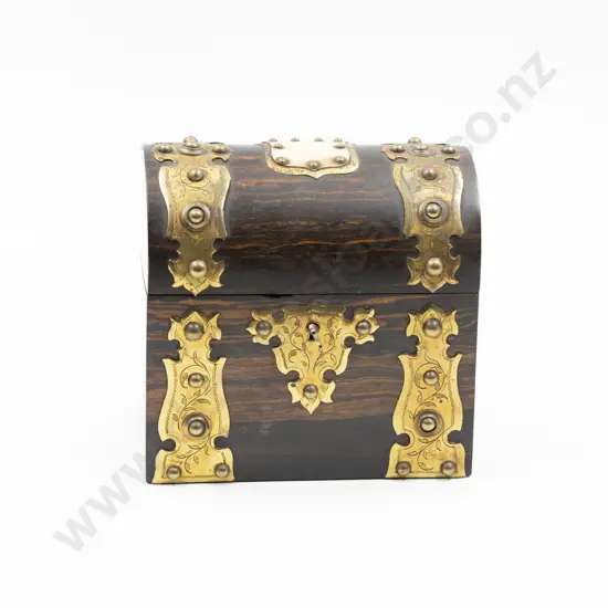 An Attractive Vict Coromandel & Brass Dome Top Scent Box
