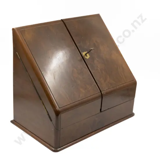 Late Vict Figured Walnut Wedge Shaped Stationary Cabinet
