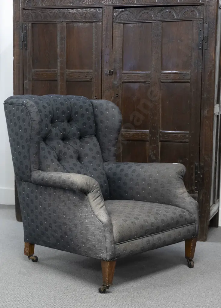 Late Vict. Wingback Armchair in the manner of Howard & Co. Image 1++