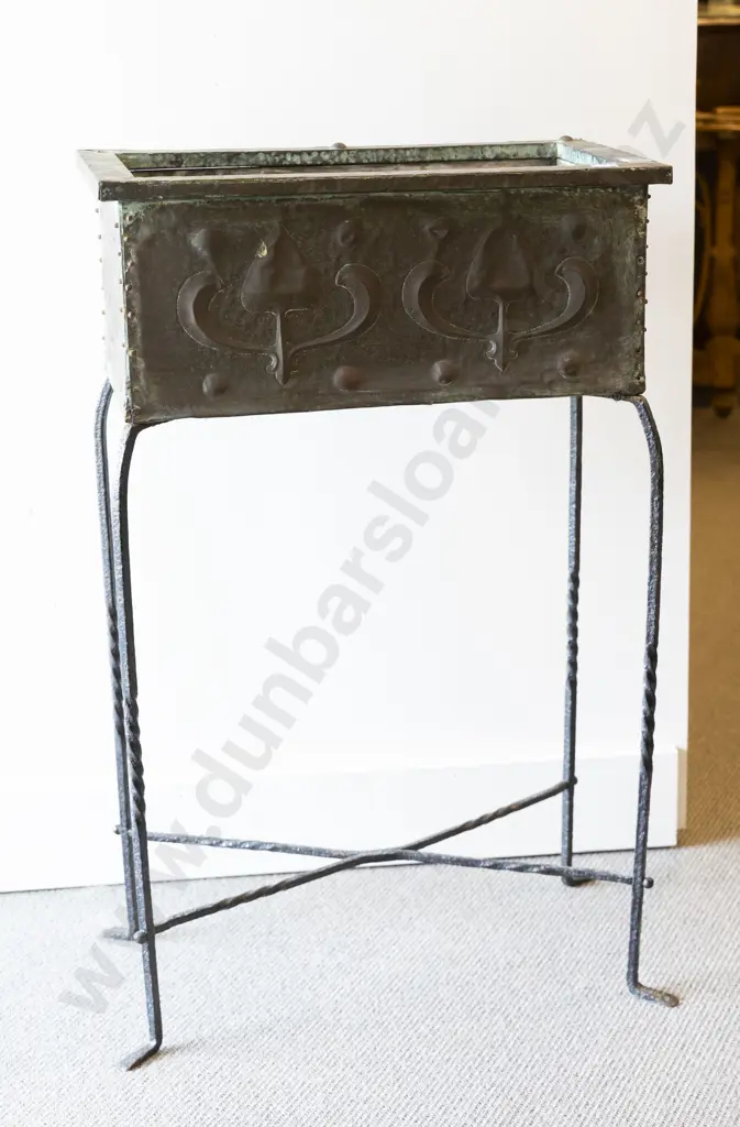 Art Nouveau Copper Rectangular Jardiniere Image 1++