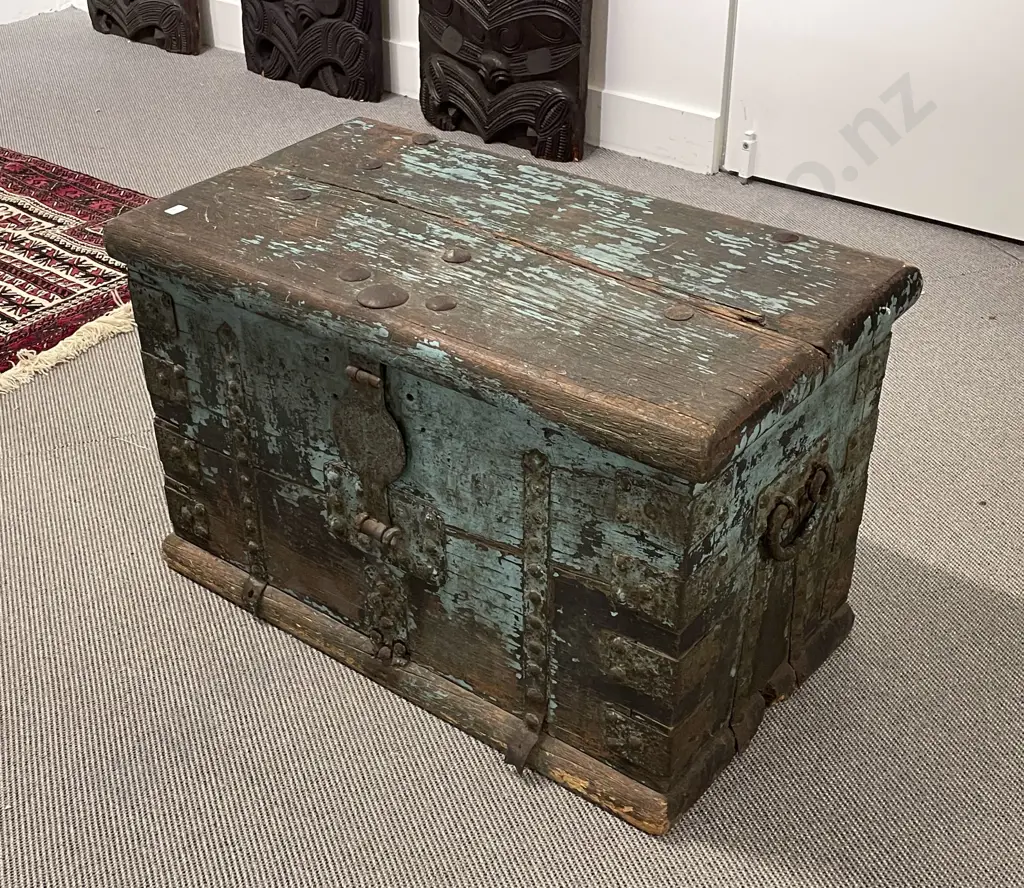 Antique Chinese Painted Wooden Trunk Image 1++