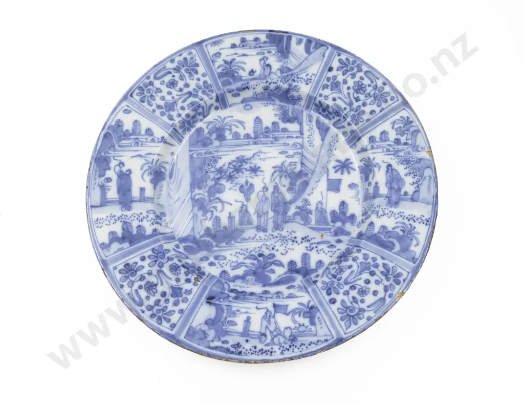 C17th Dutch Kraak Delftware Blue & White Charger Image 1++