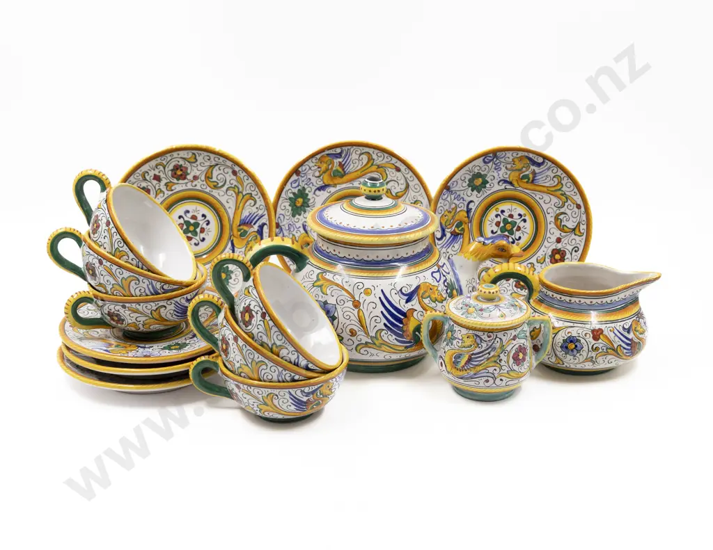 C1950's Deruta Umbria Pottery 15pce Tea Set Image 1++