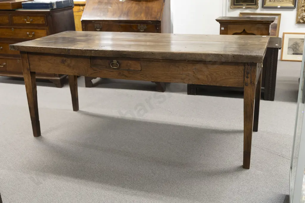 C19th French Provincial Elm Farmhouse Table Image 1++