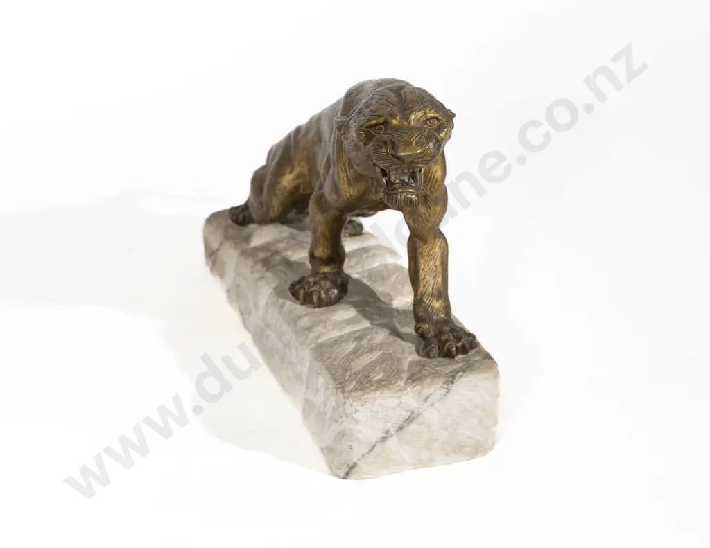 Bronze Lioness on Rough Marble Base Image 1++