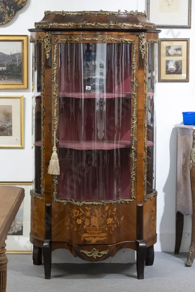 A Good Quality French Kingwood Marquetry and Ormolu Vitrine in the manner of Remy Martin Image 1++