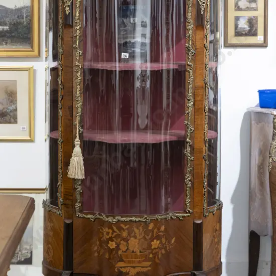 A Good Quality French Kingwood Marquetry and Ormolu Vitrine in the manner of Remy Martin
