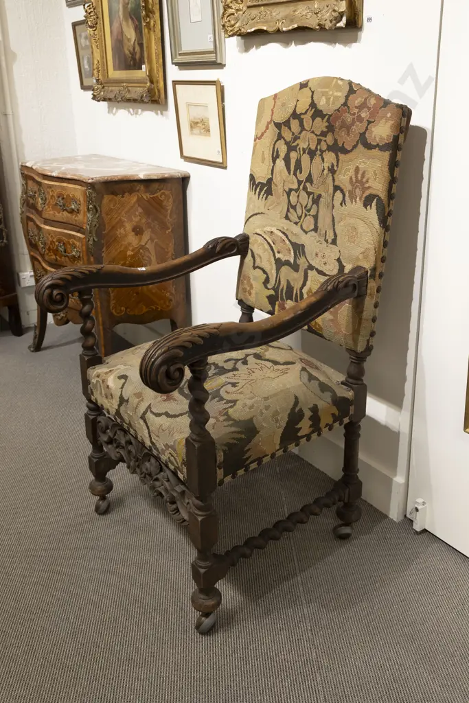 C18th Style Walnut Armchair Image 1++
