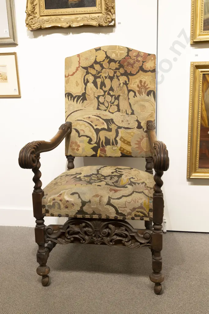 C18th Style Walnut Armchair Image 1++