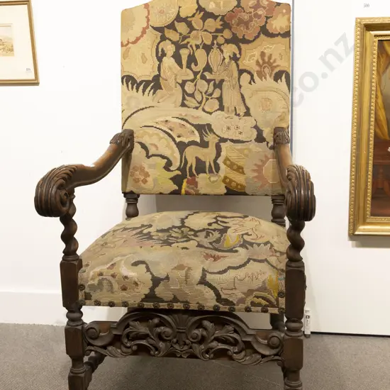 C18th Style Walnut Armchair