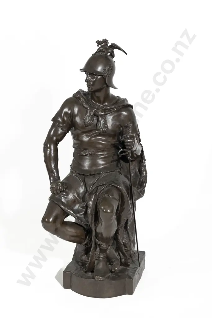 Large Bronze Statue after the Antique 'Le Courage Militaire' P. Dubois Image 1++