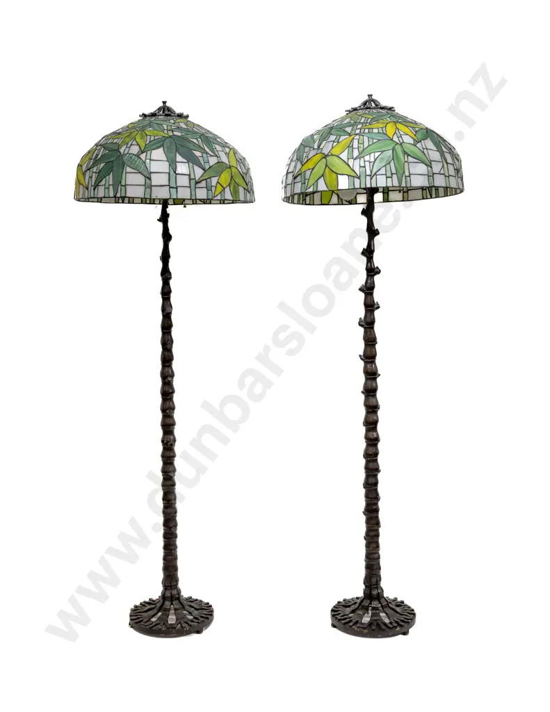Pair of Tiffany Style Bronze Floor Lamps Image 1++