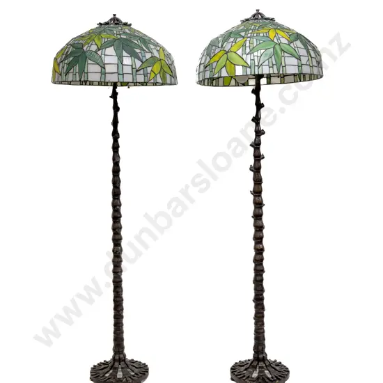 Pair of Tiffany Style Bronze Floor Lamps