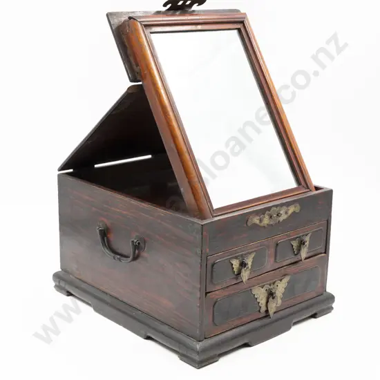 Early C20th Chinese Wooden Travelling Dressing Table Box
